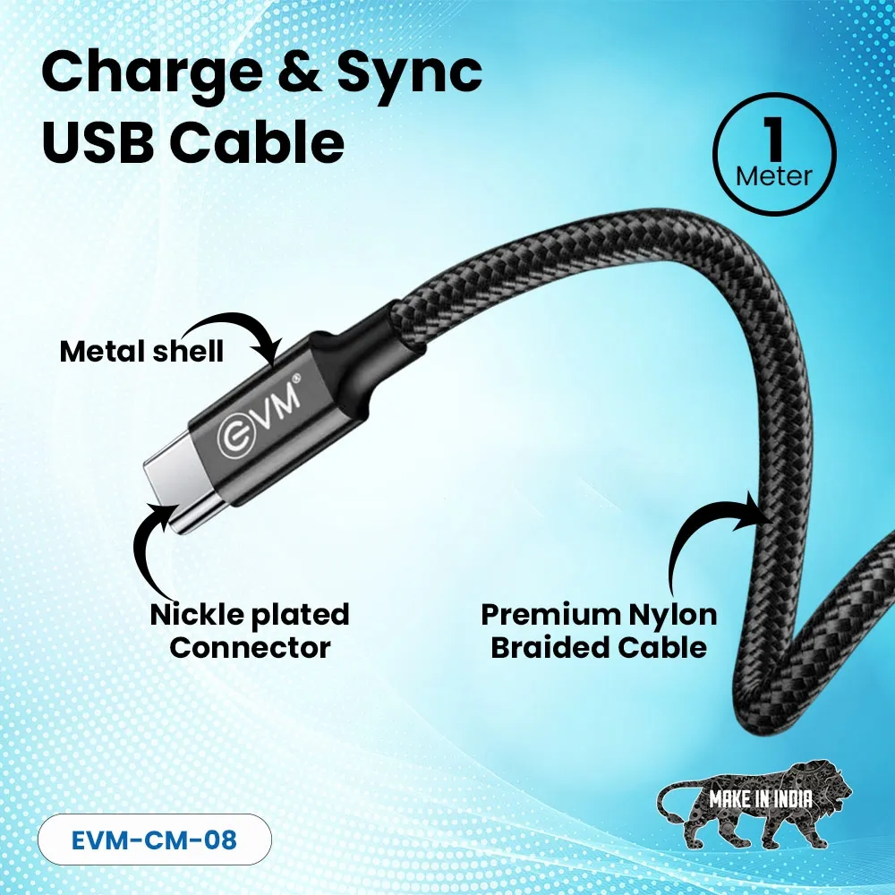 EVM Type-c Data Cable (1 Meter & 4 Amp) EVM-CM-08 overview 4
