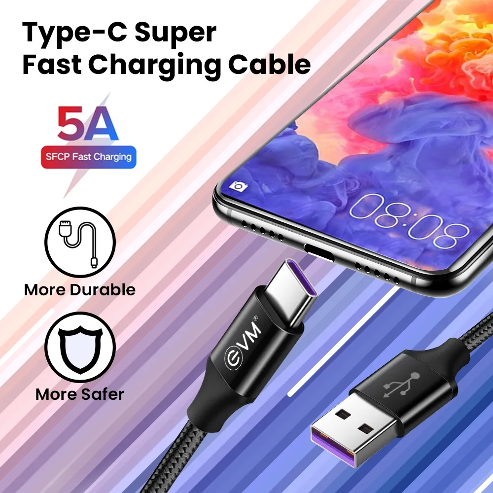 Evm Type-c Super Fast Charging Cable overview 1