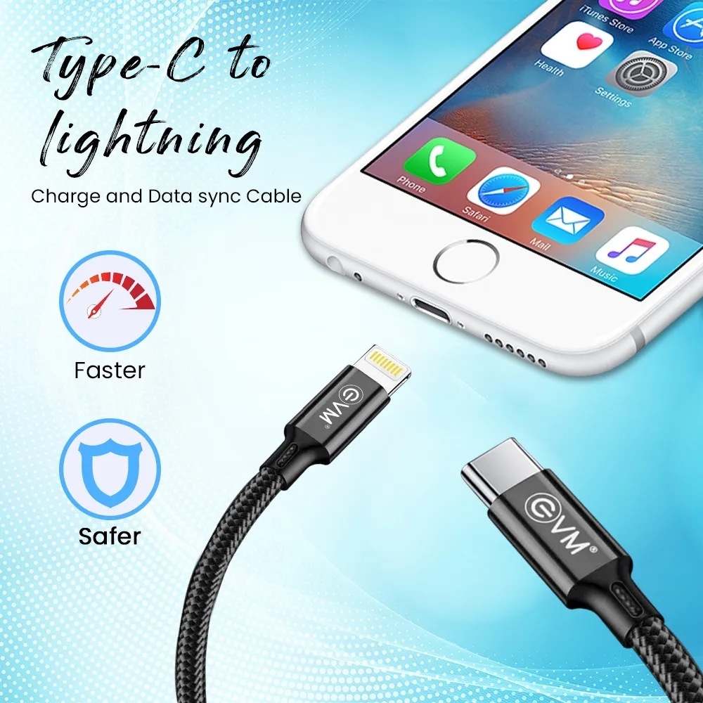 Evm Type-c To Lightning Data Cable (metal Head Nylon Braided Cable) overview 1