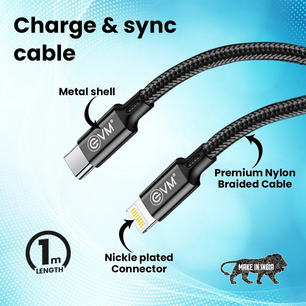 Evm Type-c To Lightning Data Cable (metal Head Nylon Braided Cable) overview 4