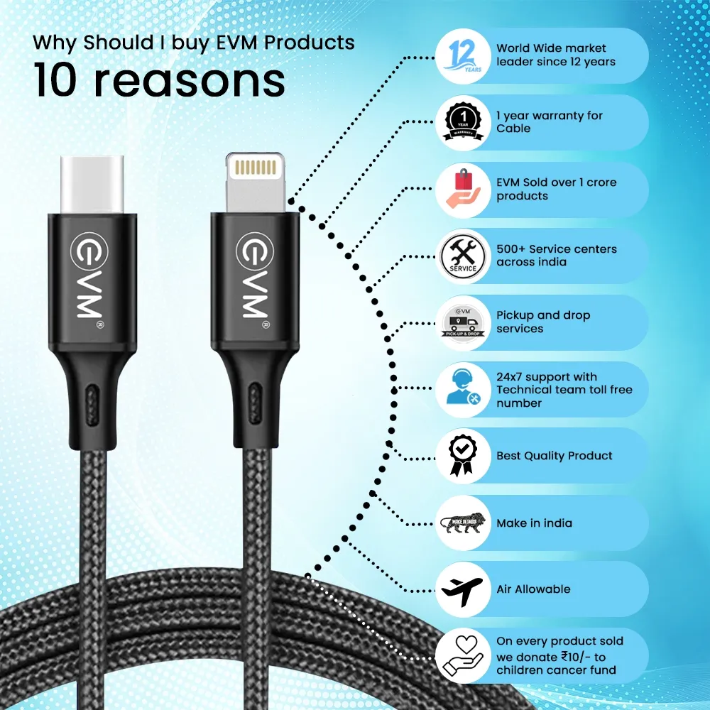Evm Type-c To Lightning Data Cable (metal Head Nylon Braided Cable) overview 7