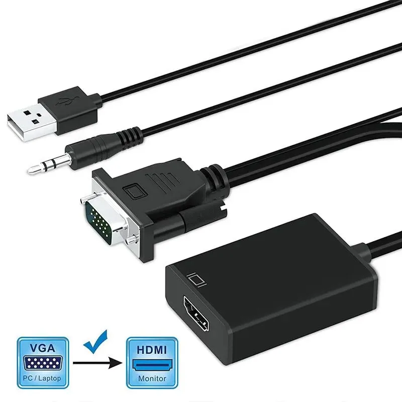 HAMMOK Simon VGA to HDMI Converter Adapter Cable 15 Pin Male to Female Full HD 1080P with Audio and Micro USB Power overview 5