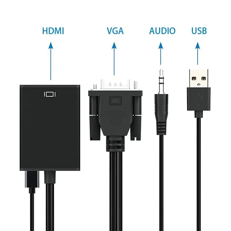 HAMMOK Simon VGA to HDMI Converter Adapter Cable 15 Pin Male to Female Full HD 1080P with Audio and Micro USB Power overview 6