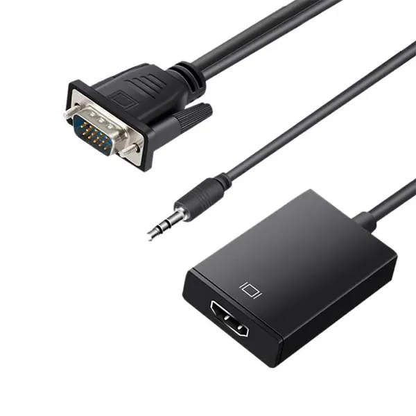HAMMOK Simon VGA to HDMI Converter Adapter Cable 15 Pin Male to Female Full HD 1080P with Audio and Micro USB Power