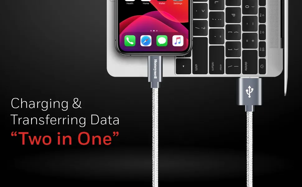 Honeywell Apple Lightning Charge And Sync Braided Cable 1.2 Meter (Grey) overview 3