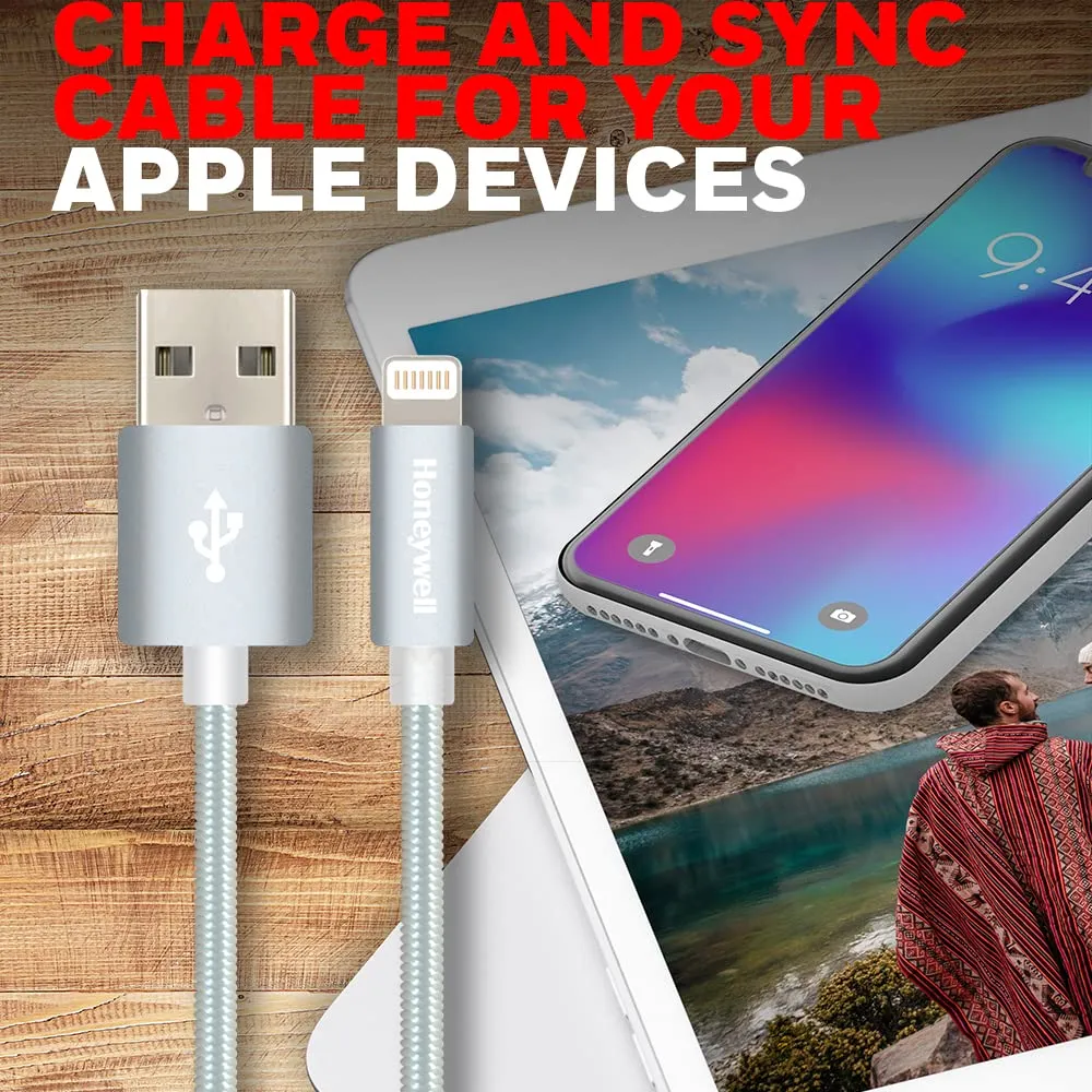 Honeywell Apple Lightning Charge And Sync Braided Cable 1.2 Meter (Silver) overview 4