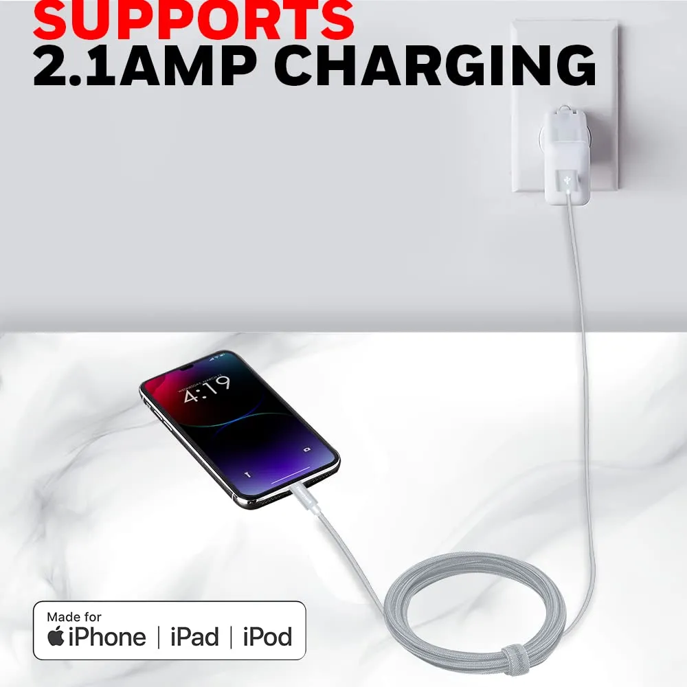 Honeywell Apple Lightning Charge And Sync Braided Cable 1.2 Meter (Silver) overview 6