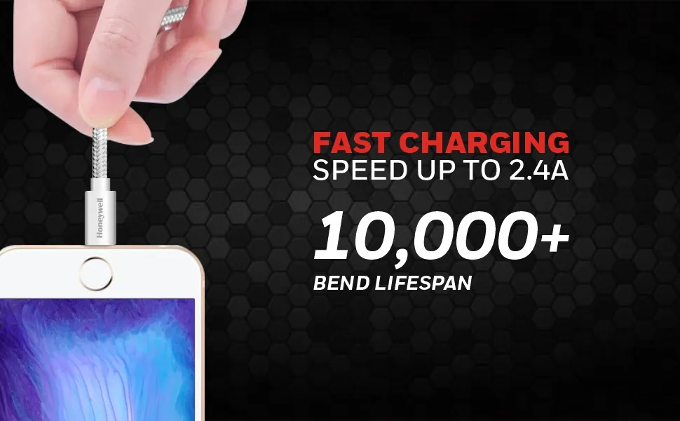 Honeywell Apple Lightning Charge And Sync Braided Cable 1.2 Meter (Silver) overview 8
