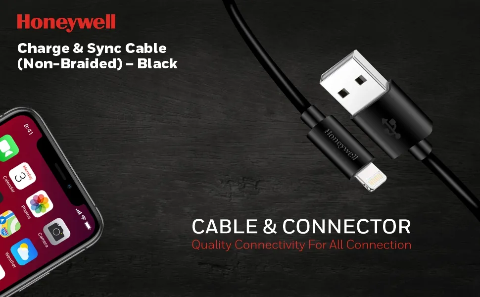 Honeywell Apple Lightning Charge And Sync Non Braided Cable 1.2 Meter (Black) overview 7