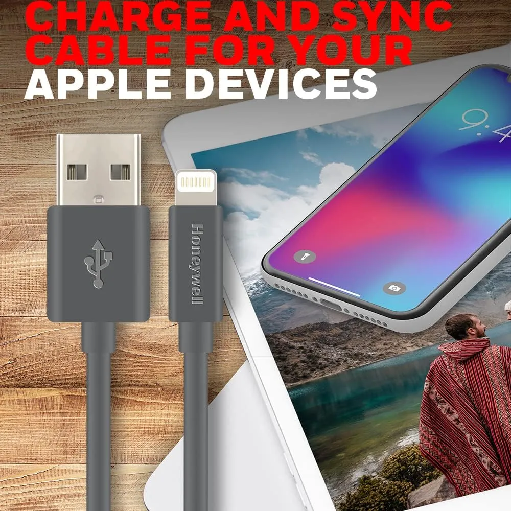 Honeywell Apple Lightning Charge And Sync Non Braided Cable 1.2 Meter (Grey) overview 4