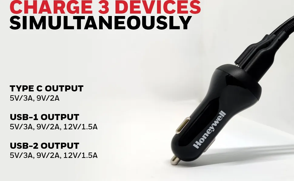 Honeywell Micro CLA 36W PD Smart Car Charger With Type C Cable overview 2