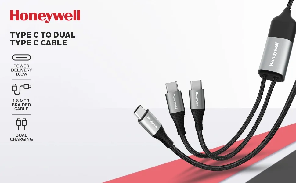 Honeywell Multifunction Ultra-Fast 2 in 1 Type C To Dual Type C Cable overview 1