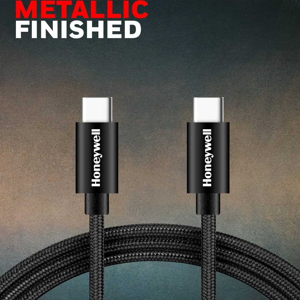 Honeywell Type C To Type C Braided Sync & Fast Charging Cable (Black) overview 1
