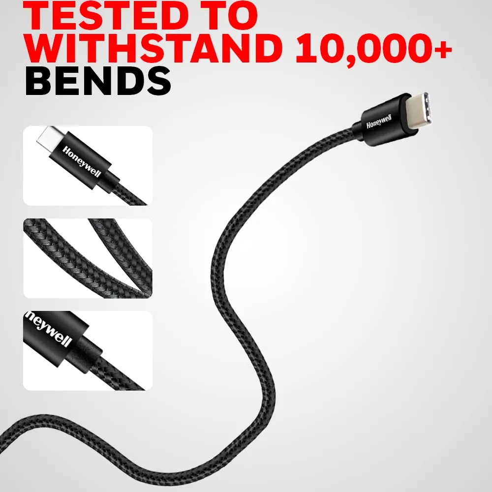 Honeywell Type C To Type C Braided Sync & Fast Charging Cable (Black) overview 5
