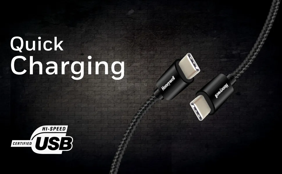 Honeywell Type C To Type C Braided Sync & Fast Charging Cable (Black) overview 8