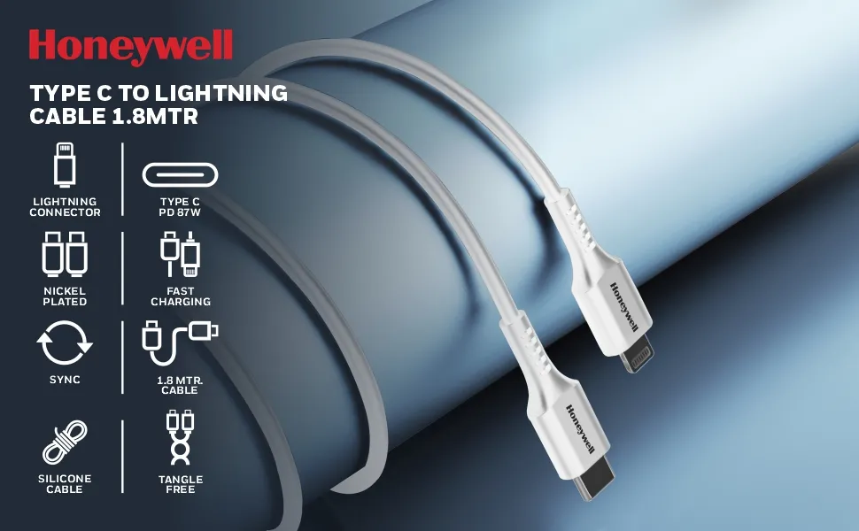 Honeywell Type C to Lightning 1.8 Meter Silicone cable (White) overview 1