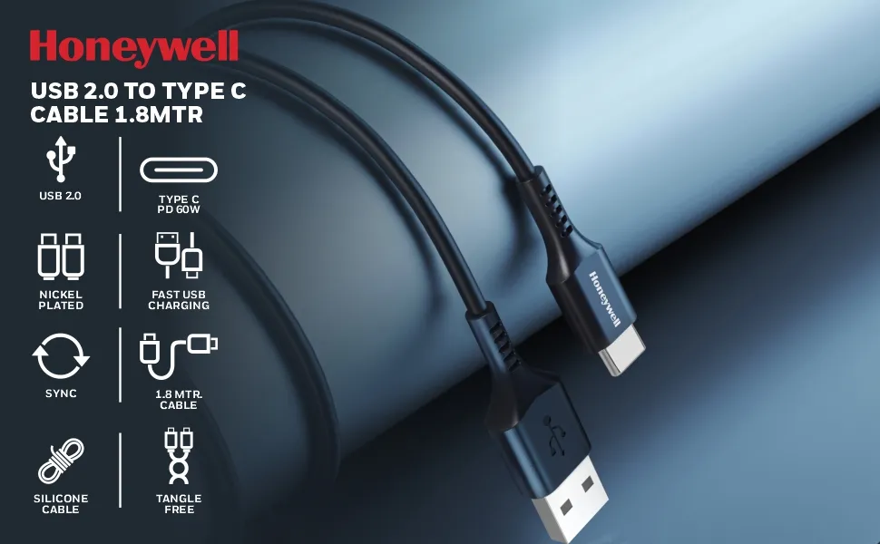 Honeywell USB 2.0 To Type C Cable 1.8 Meter (Silicone Cable) overview 1