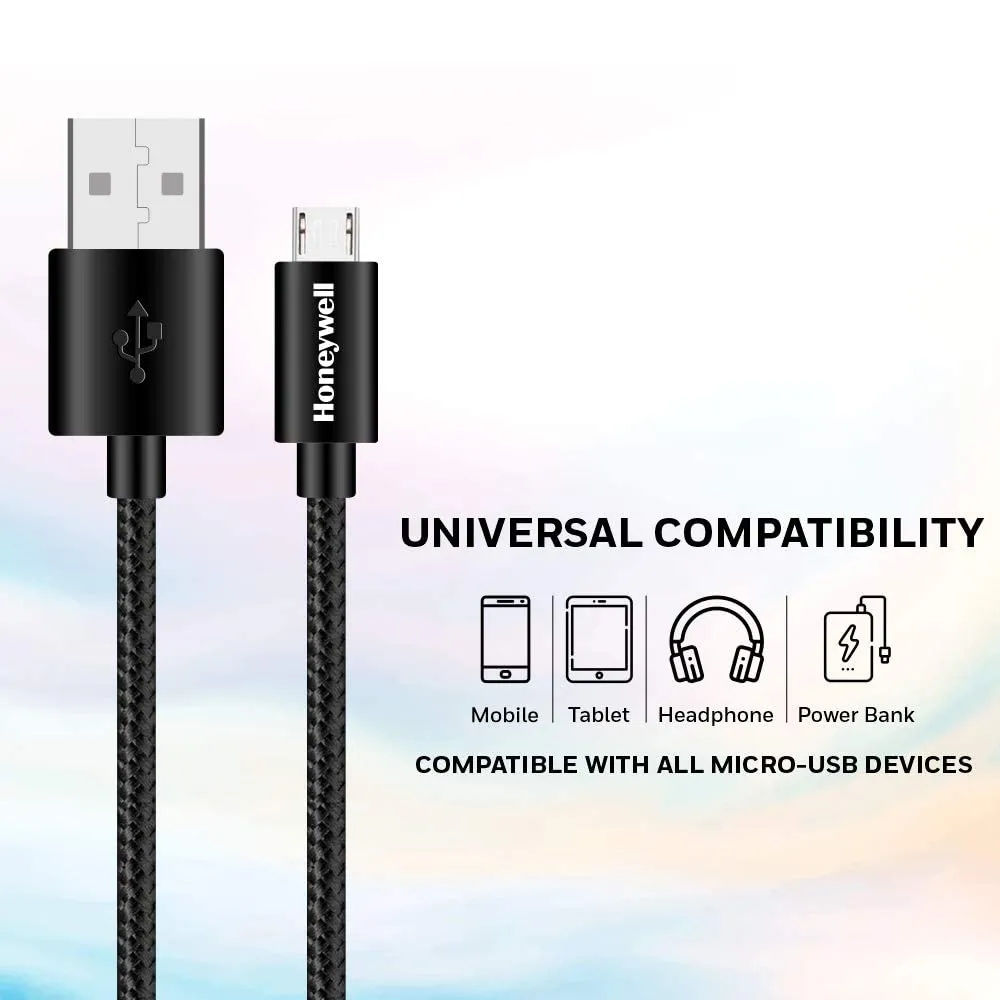 Honeywell USB To Micro Usb Braided Cable 1.2 Meter (Black) overview 1