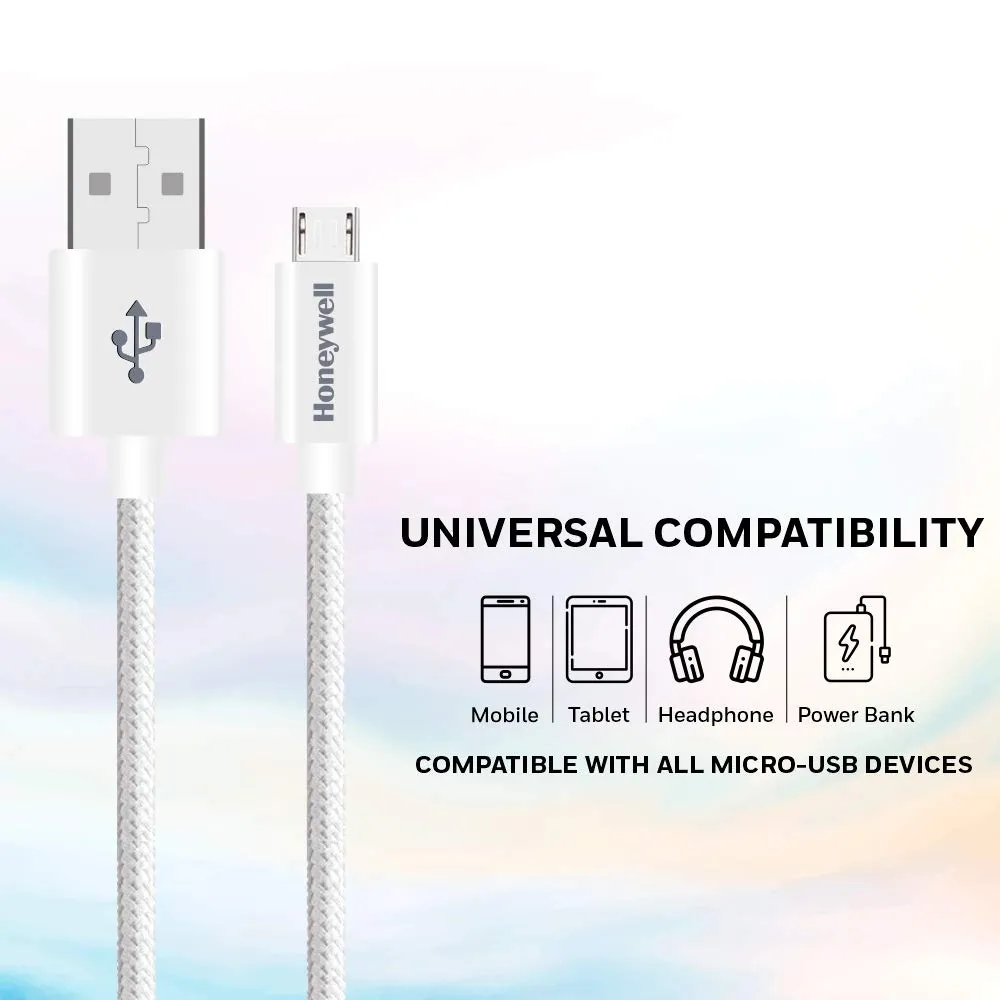 Honeywell USB To Micro Usb Braided Cable 1.2 Meter (White) overview 1