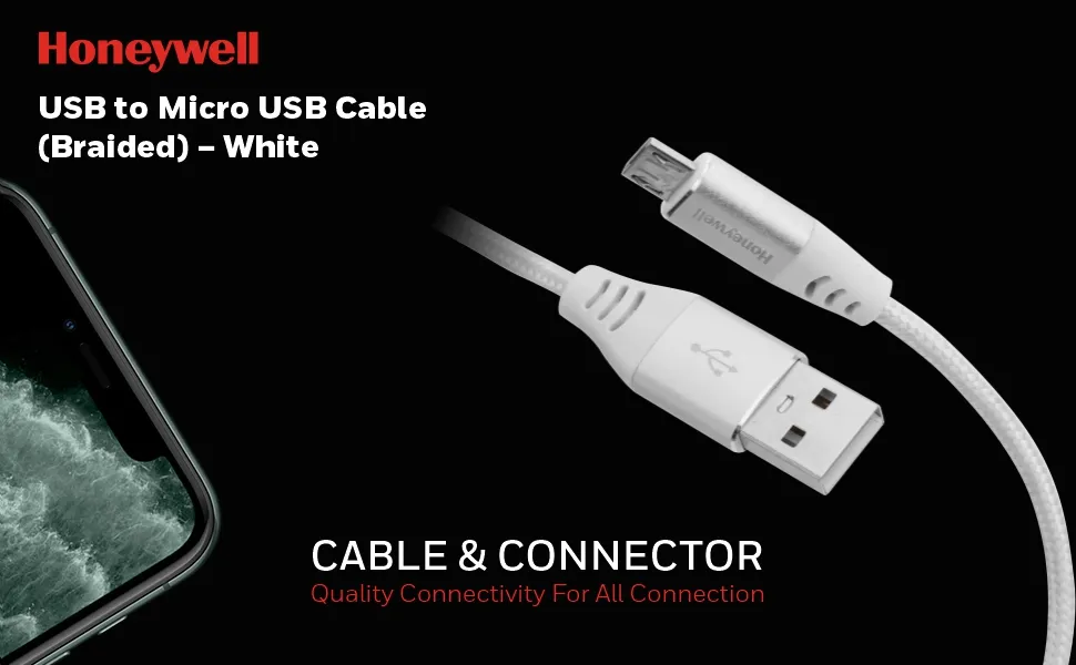 Honeywell USB To Micro Usb Braided Cable 1.2 Meter (White) overview 7