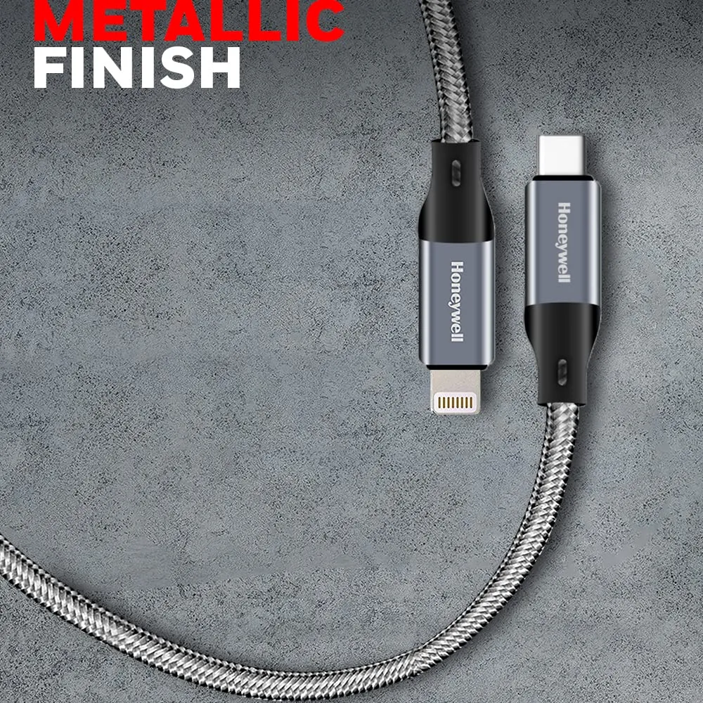 Honeywell USB Type C To Lightning 1.2 Meter Braided Cable (Grey) overview 2