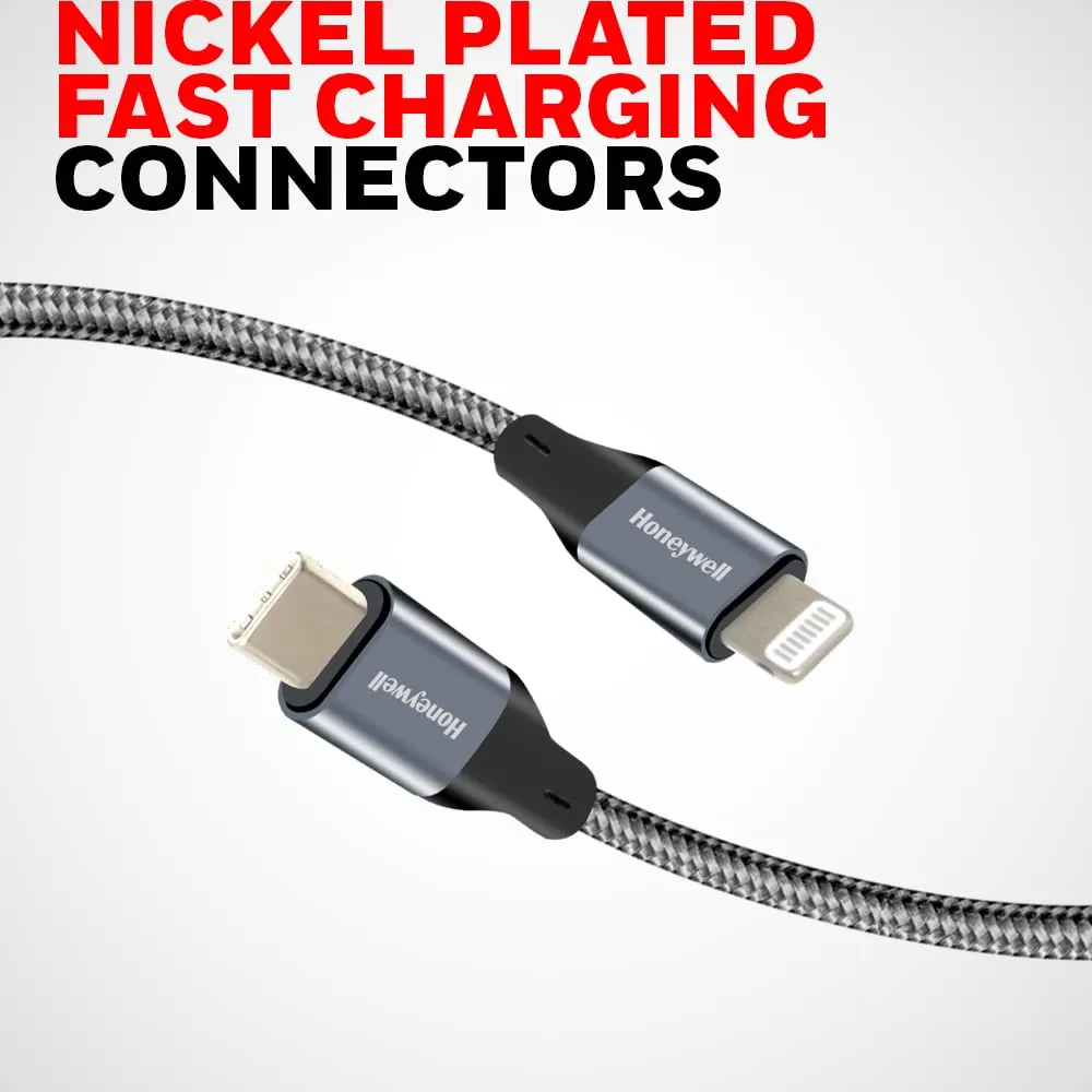 Honeywell USB Type C To Lightning 1.2 Meter Braided Cable (Grey) overview 4