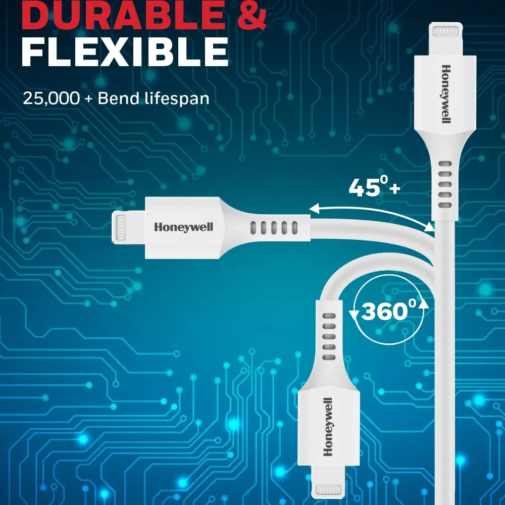 Honeywell Usb to Lightning Cable 1.8 Meter (Silicone Cable) – White overview 11