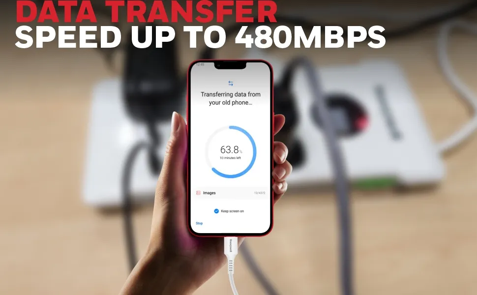 Honeywell Usb to Lightning Cable 1.8 Meter (Silicone Cable) – White overview 3