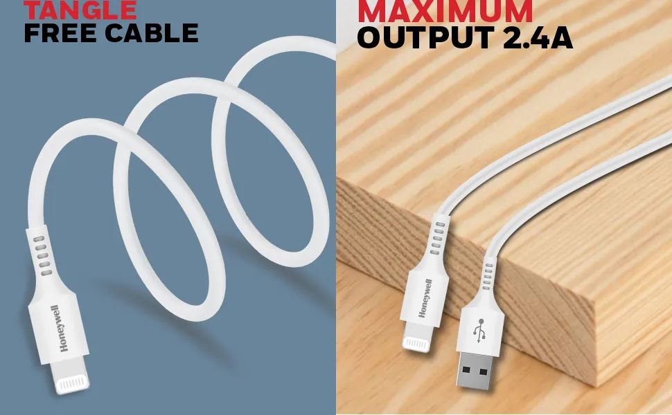 Honeywell Usb to Lightning Cable 1.8 Meter (Silicone Cable) – White overview 5