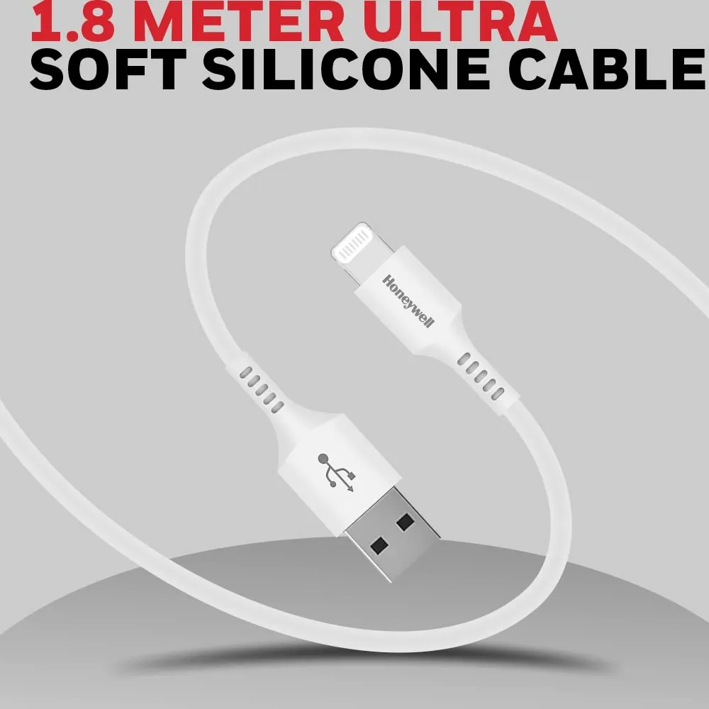 Honeywell Usb to Lightning Cable 1.8 Meter (Silicone Cable) – White overview 6