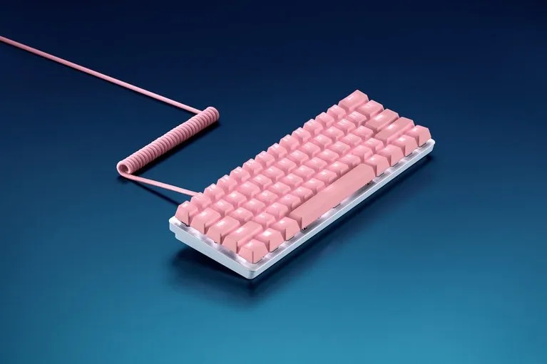 Razer PBT Keycap + Coiled Cable Upgrade Set Quartz (Pink) overview 1