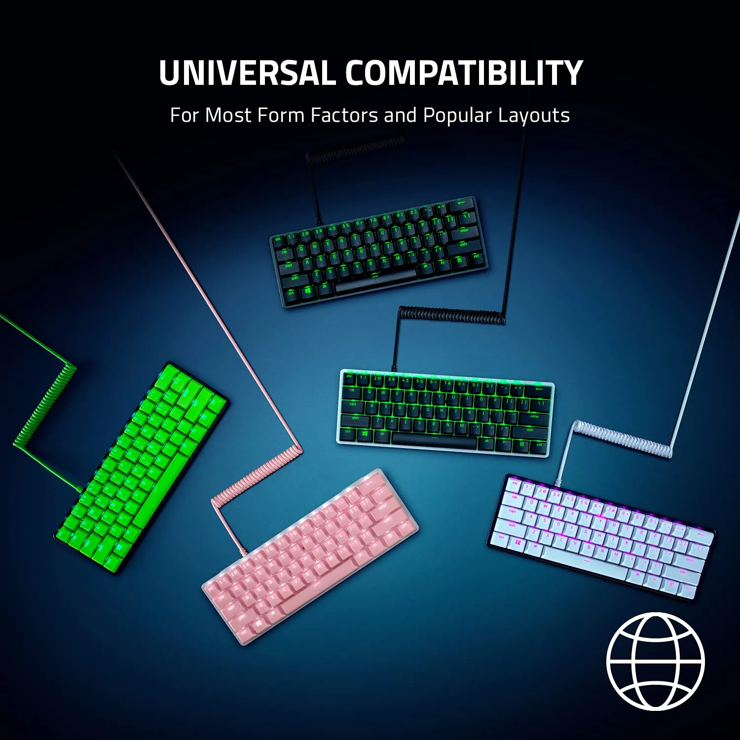 Razer PBT Keycap + Coiled Cable Upgrade Set Quartz (Pink) overview 3