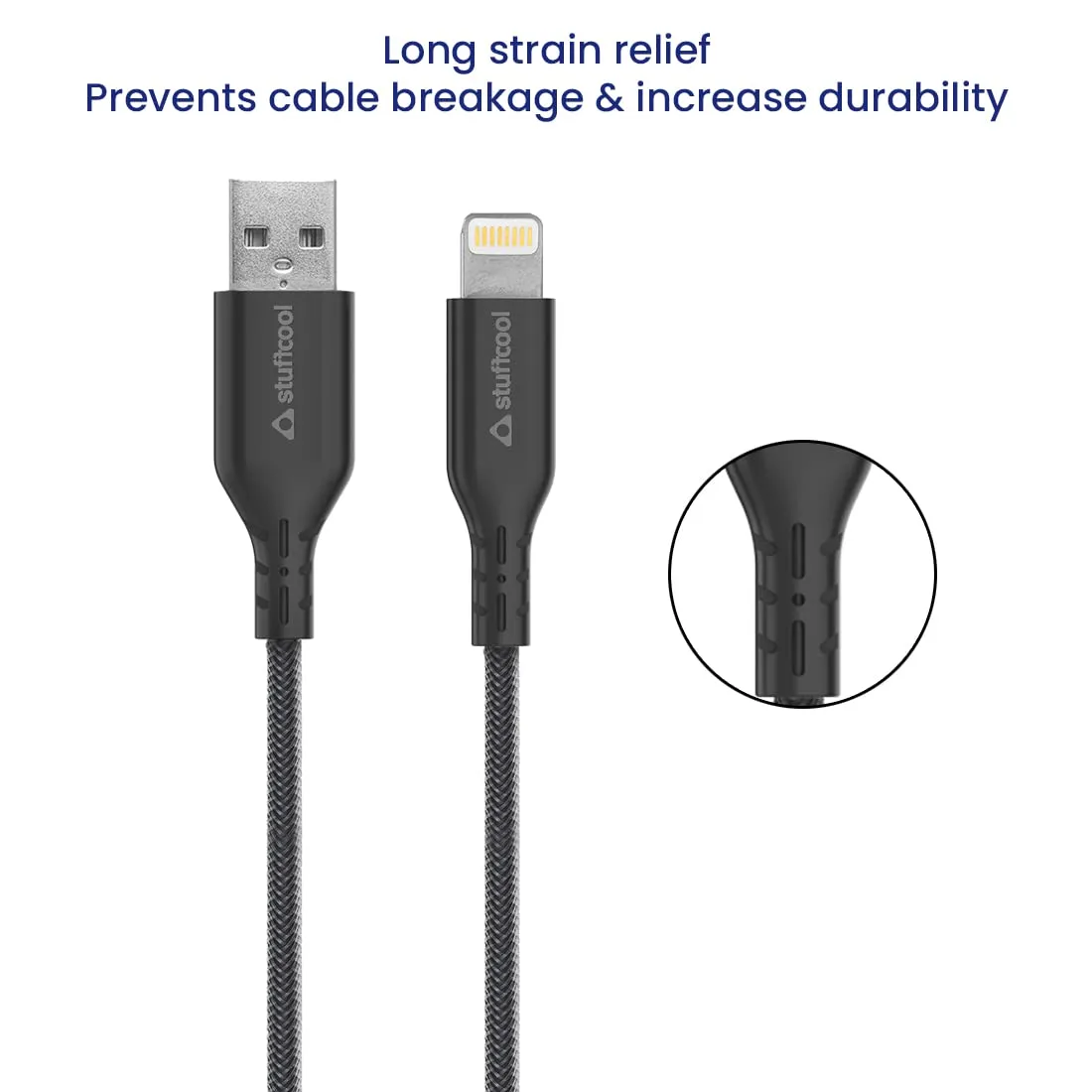 Stuffcool BLITZ L USB A to 8 Pin Connector PET Braided Cable 1.5 m Smartphone (Black) overview 2