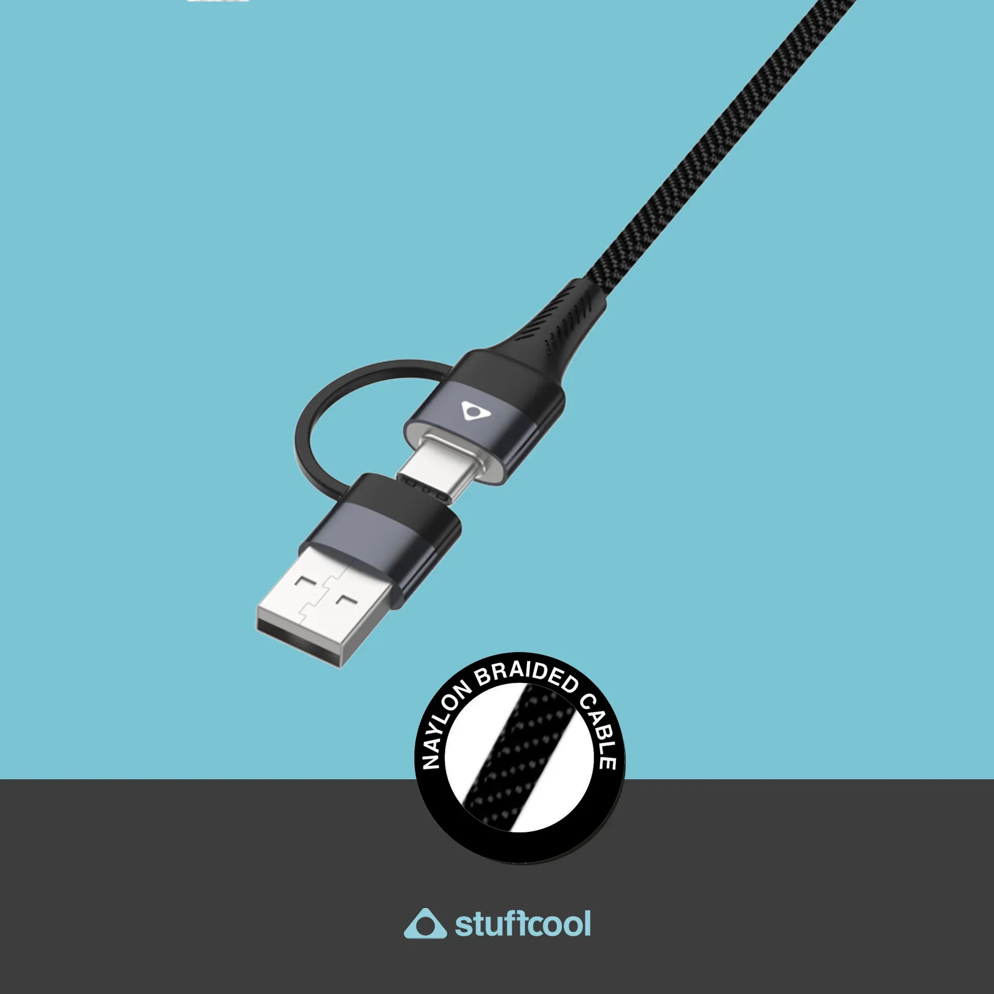 Stuffcool Quad 4-in-1 Lightning To Type C, Type C to C, Type C, Lightning Cable overview 2