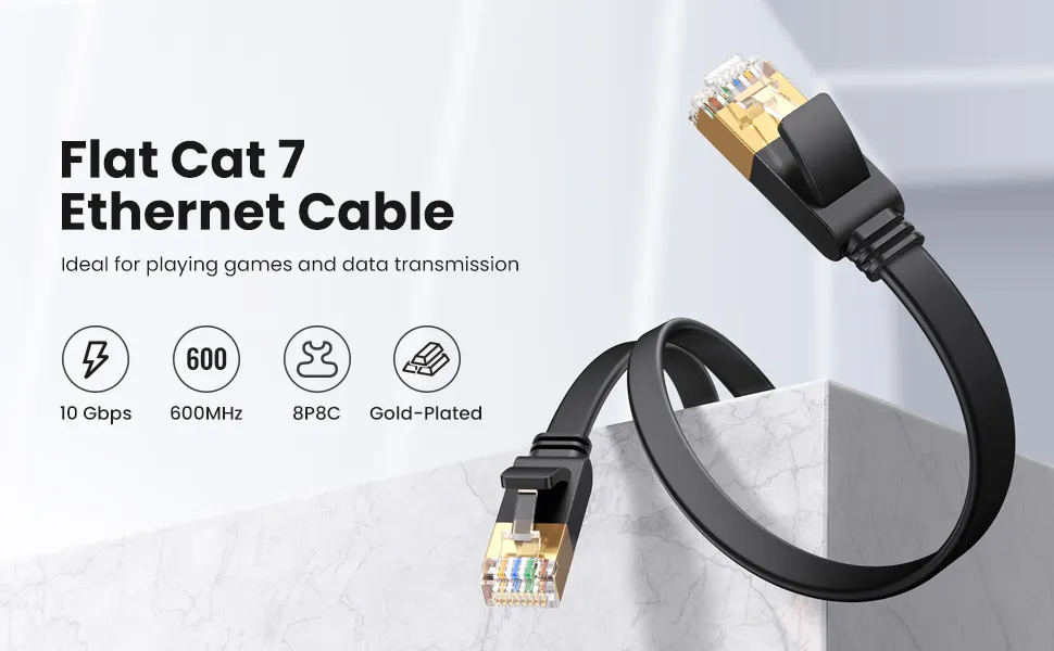 UGREEN Cat7 Shielded Ethernet Networking Cord Patch Cable 10Gbps 600Mhz S STP Molded Network Lan Cable Stranded Copper 5 meters overview 2