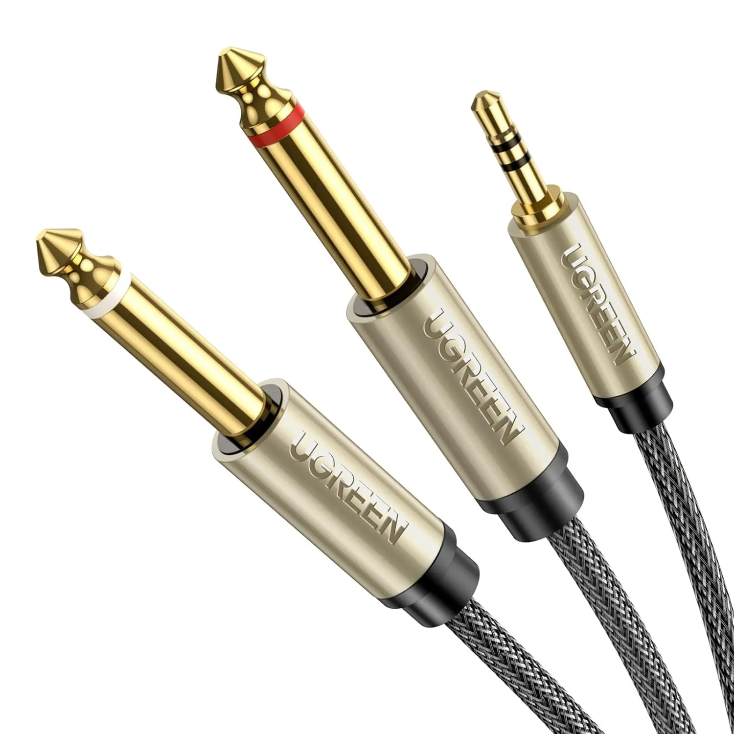 UGREEN Gold Plated 3.5mm 1/8 TRS to 6.35mm 1/4 TS Mono Y-Cable Splitter Cord for iPhone iPod Computer Sound Cards CD Players Multimedia Speakers and Home Stereo Systems 2m 6ft