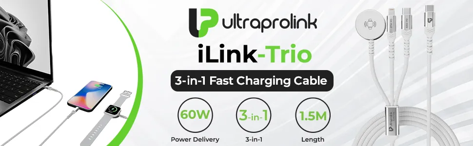 ULTRAPROLINK 3 in1 Fast charging multi cable (UL1217WHT-0150) overview 1