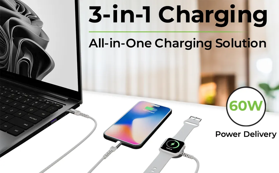ULTRAPROLINK 3 in1 Fast charging multi cable (UL1217WHT-0150) overview 2