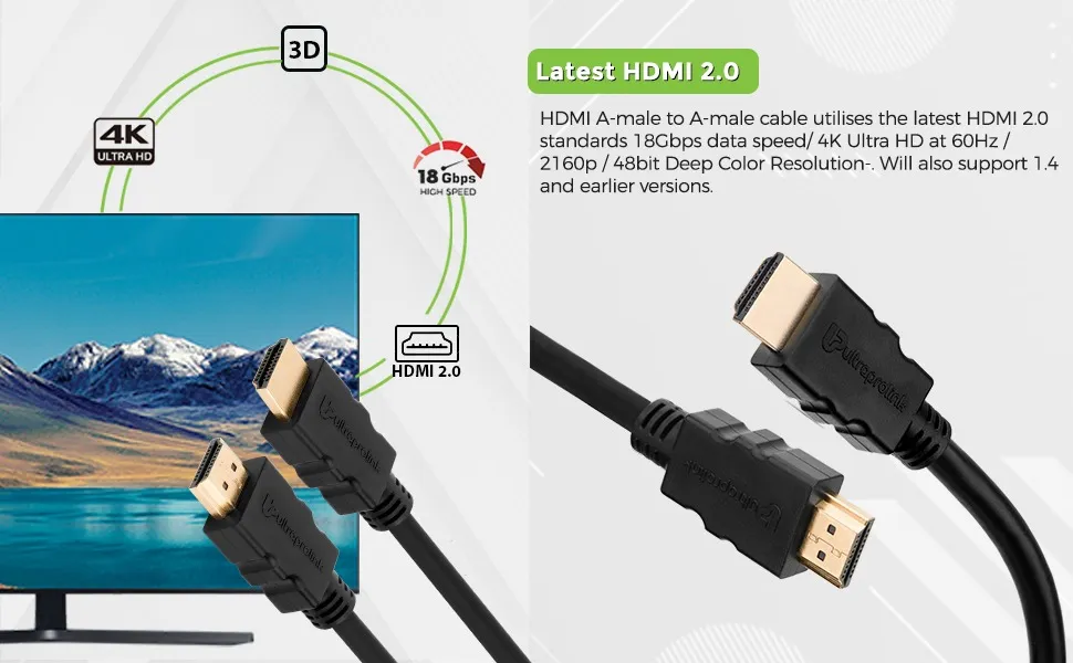 ULTRAPROLINK Pro-Connect HDMI 2.0 Cable 5m - Black overview 2