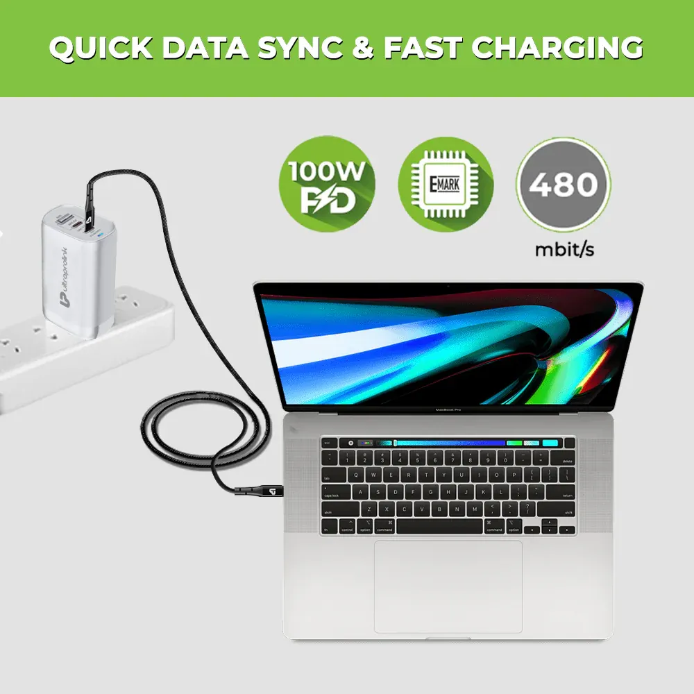 ULTRAPROLINK Zoom 100 USB Type C to C Cable (UL1108BLK-0150) overview 1