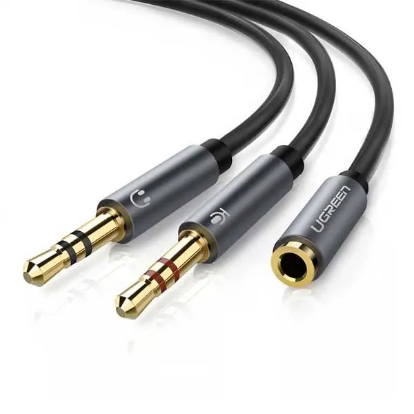 Ugreen AV140 3.5mm Female to 2 Male Audio Cable Aluminum Case (Black 20899)