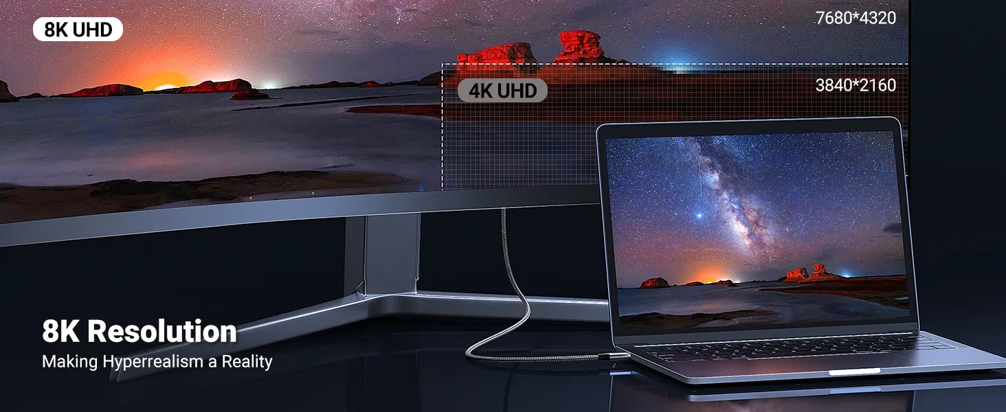 Ugreen CM556 USB-C to DisplayPort 8K Cable 1m (25157) overview 1