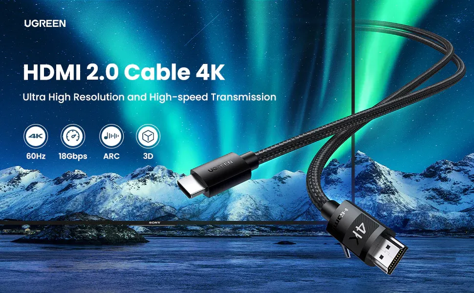 Ugreen HD119 4K Hdmi Cable Male To Male Braided 3M overview 1