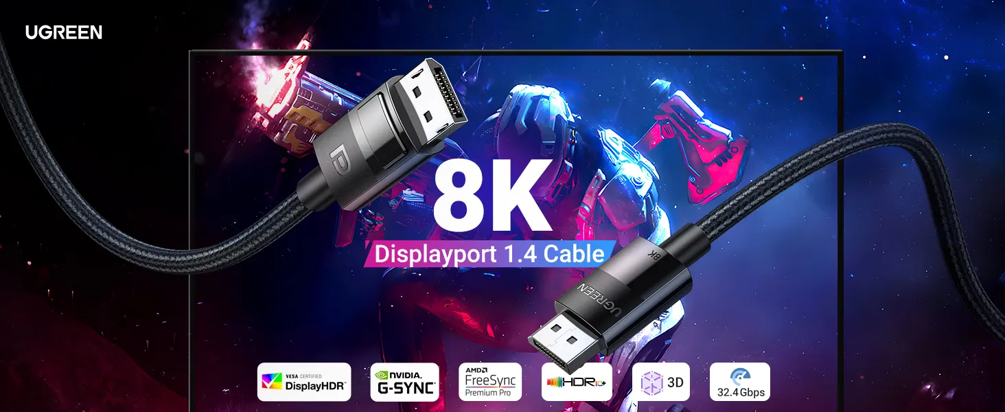 Ugreen VESA Certified 8K DisplayPort Cable overview 1