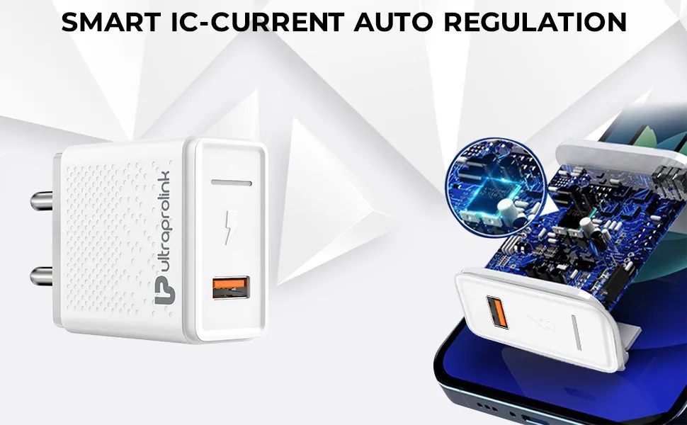 UltraProlink 18W Fast Mobile Charger| | USB Fast Charging | for Redmi, Realme, Galaxy & Xiaomi with 1m Type C Cable | White | Boost QC | UM1110QC-C overview 3