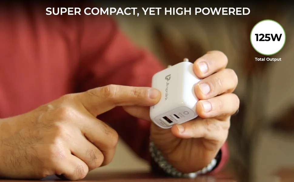 UltraProlink Boost 125W Dual USB Multi-Protocol Fast Travel Charger with A-C 1m Cable UM1134A overview 2
