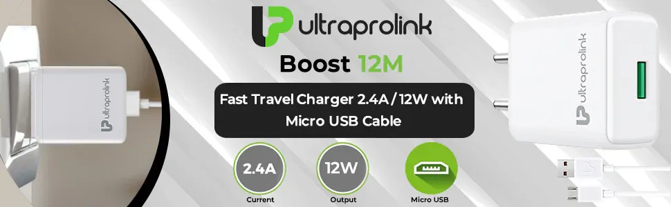 UltraProlink Boost 12M 2.4A/12W Charger + Micro USB Cable UM1166M overview 1