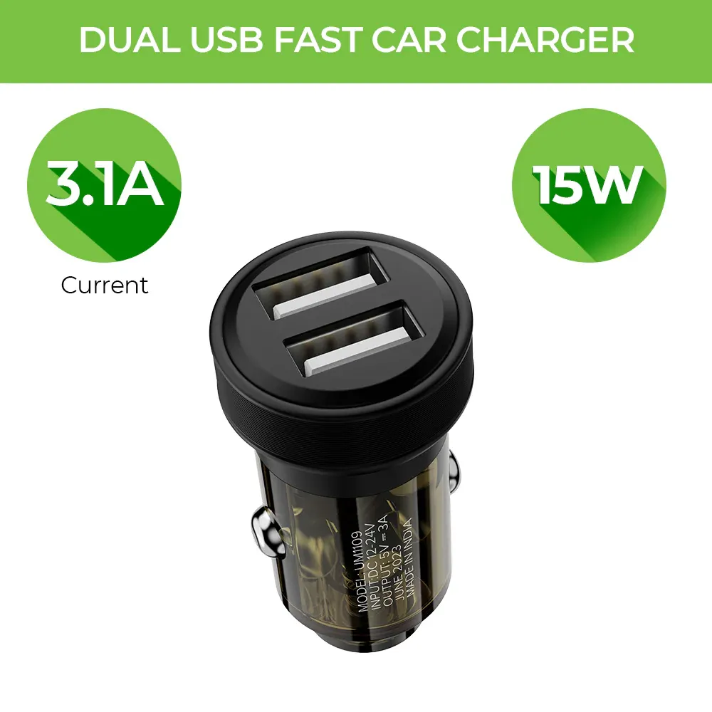 UltraProlink Higher Power Car Charger with 3in1 Charging Cable UM1109 overview 1
