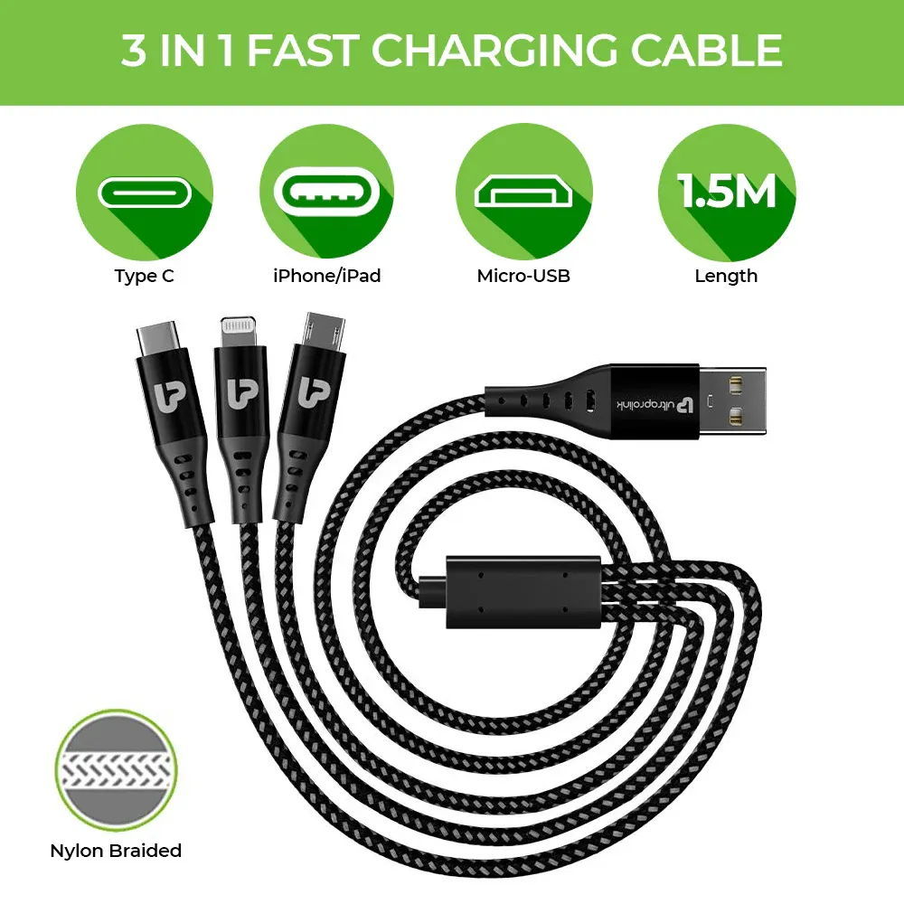 UltraProlink Higher Power Car Charger with 3in1 Charging Cable UM1109 overview 2