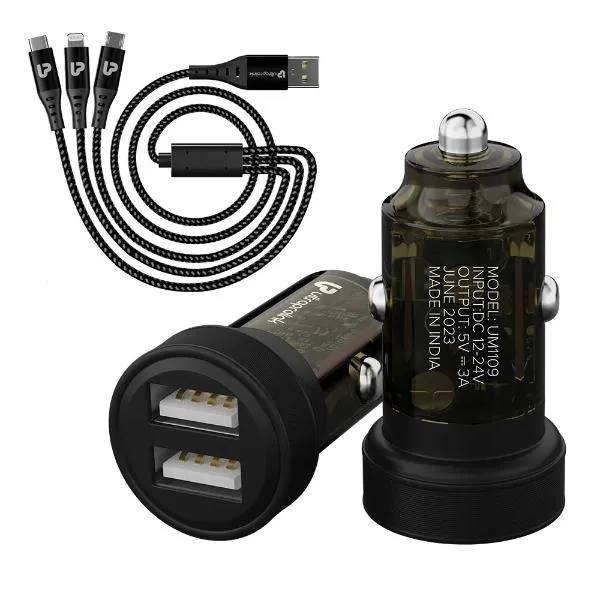 UltraProlink Higher Power Car Charger with 3in1 Charging Cable UM1109